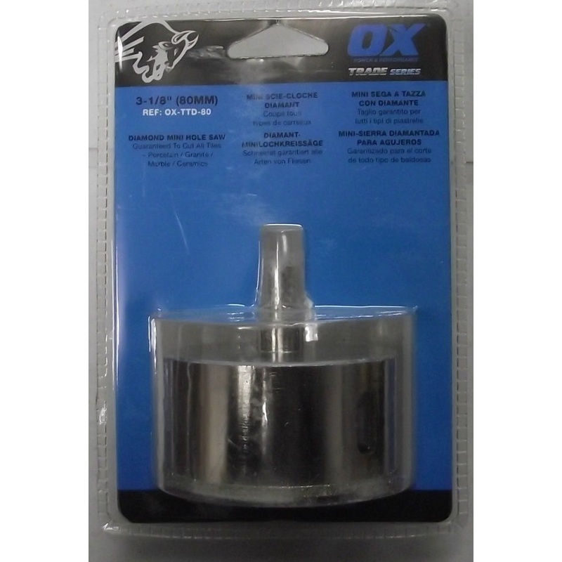 OX Tools OX Trade OX-TTD-80 3-1/8" Electroplated Diamond Holesaw Round Shank