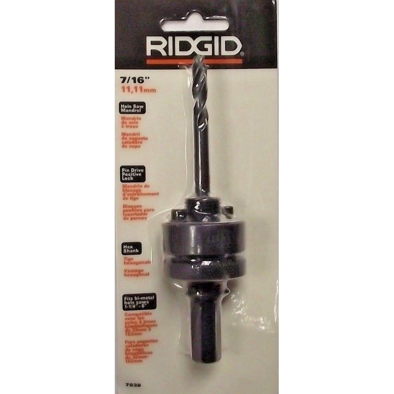 Ridgid 7038 7/16" Hole Saw Mandrel Pin Drive Positive Lock Hex Shank
