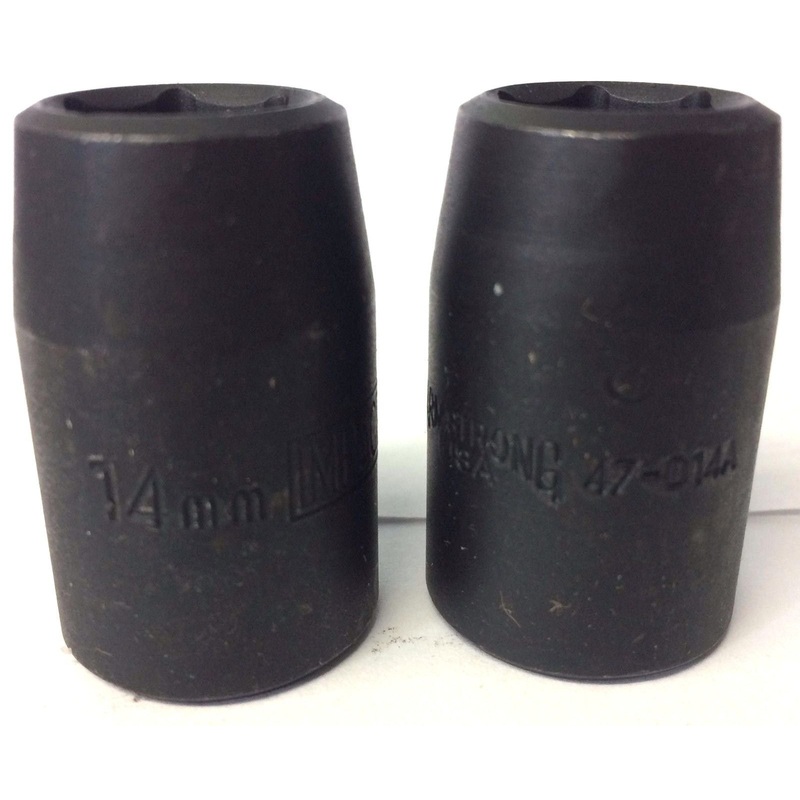 Armstrong 47-014A 14mm 1/2" Drive Impact Socket 6pt. USA 2PCS