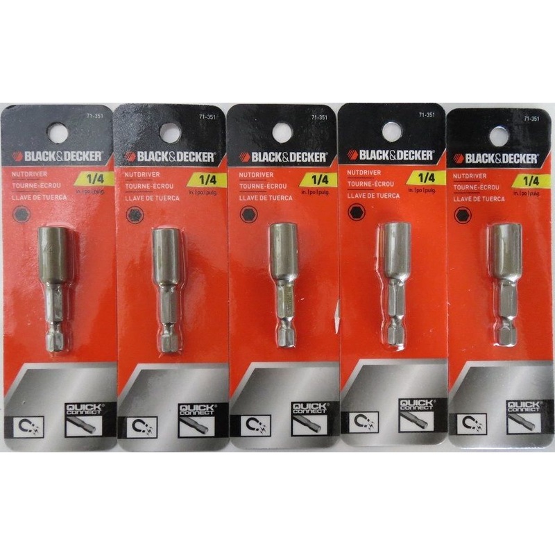 Black & Decker 71-351 1/4" Magnetic Nutdriver Quick Connect 5 PKS.