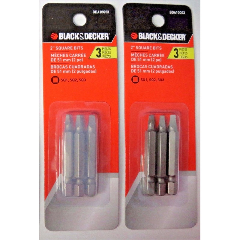 Black & Decker BDA10Q03 2 Square Drive Bits 3pcs SQ1 SQ2 SQ3 2-Packs