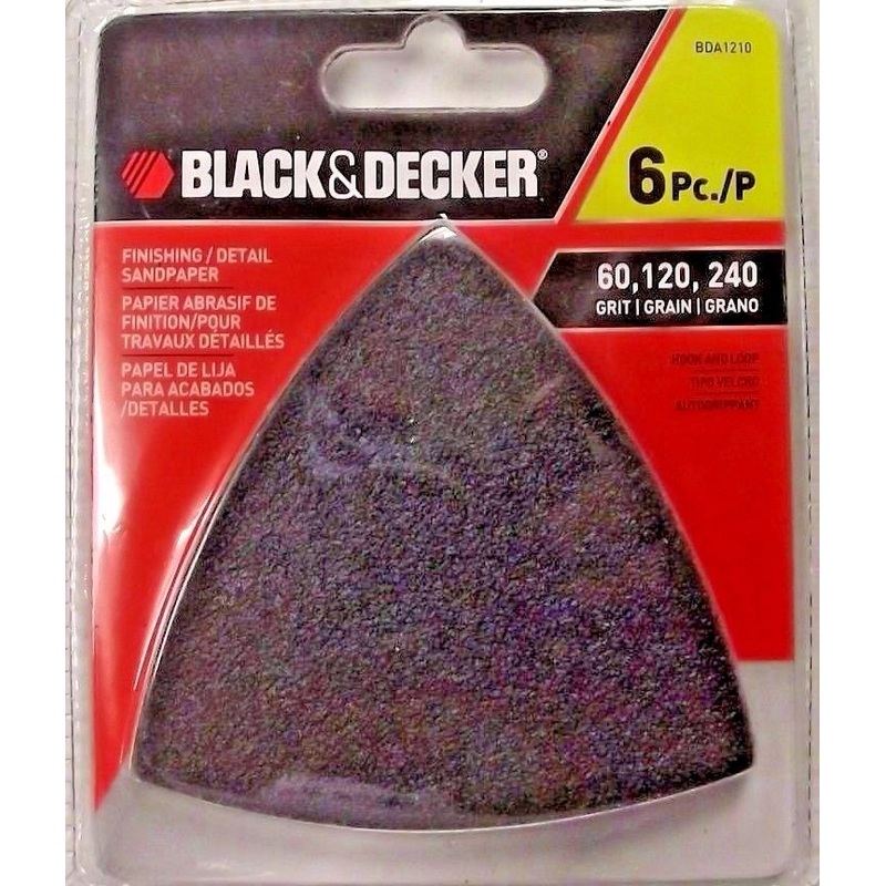 Black & Decker BDA1210 6 Piece Asst. Finishing Detail Sandpaper Hook and Loop