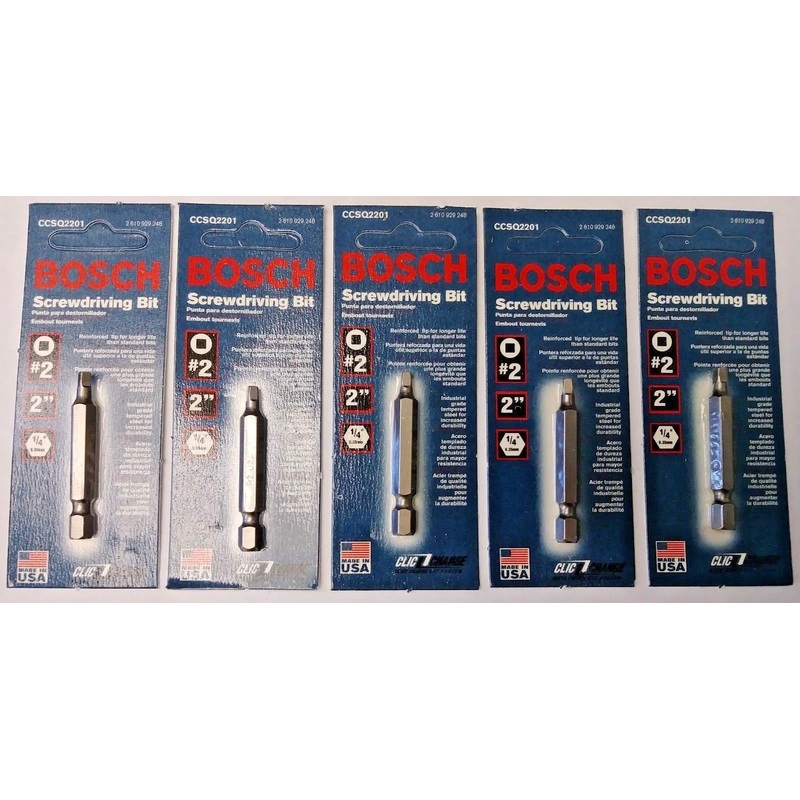 Bosch CCSQ2201 2 In. Square Recess R2 Power Bit 5 Packs USA