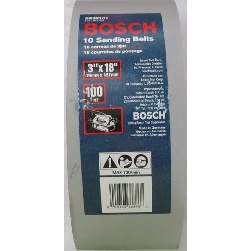Bosch SB3R101 3 x 18 Sanding Belt, Red, 100 Grit 10pcs.