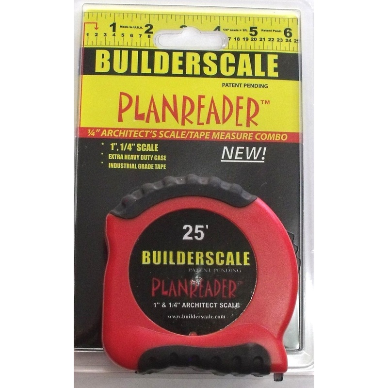 Builderscale 52625 Planreader 25' Tape Measure and 1" & 1/4" Architect Scale USA