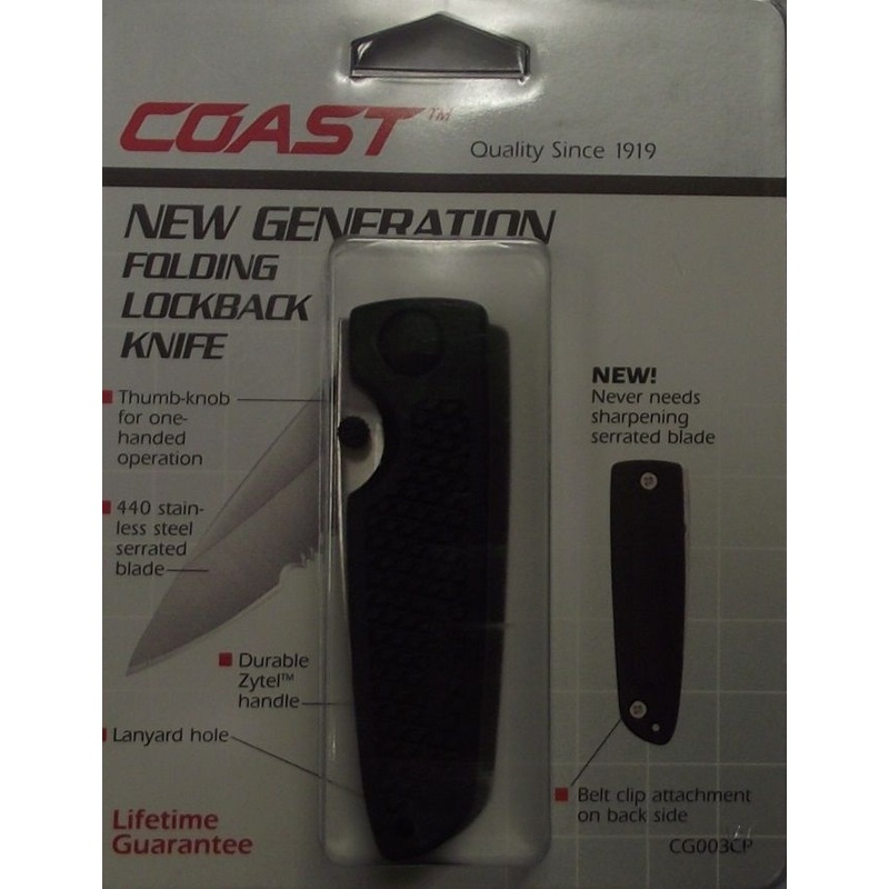 Coast CG003CP New Generation Folding Lockback Knife 7" Open
