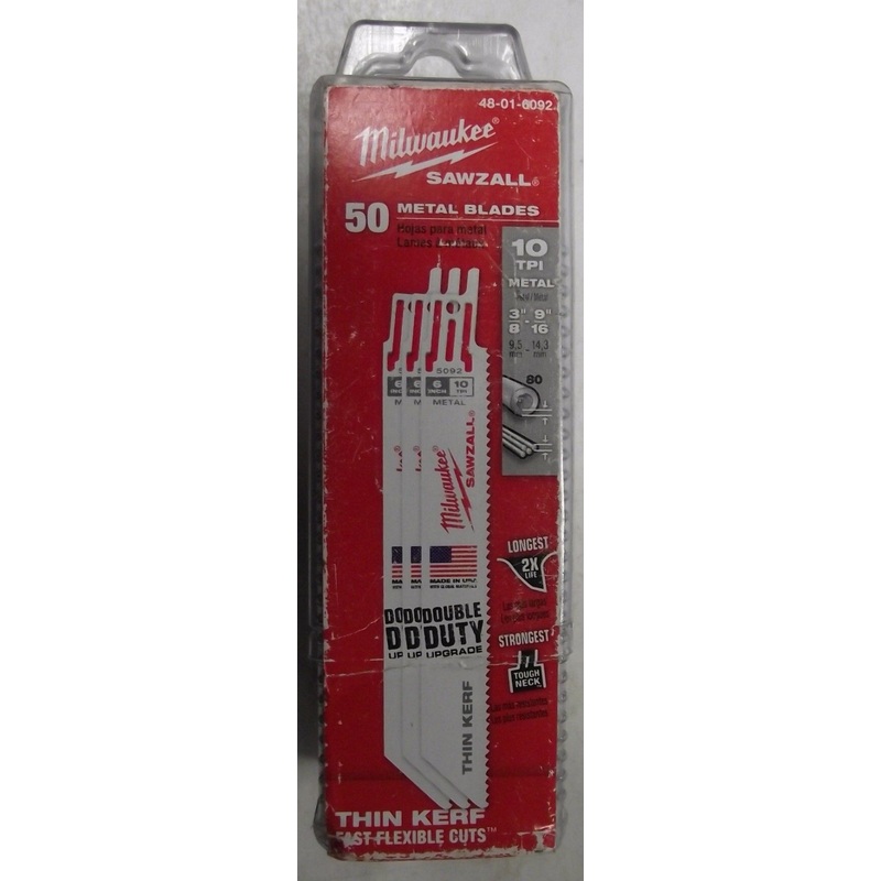Milwaukee 48-01-6092 6" x 10 TPI Thin Kerf Sawzall Blades 50 Pk USA