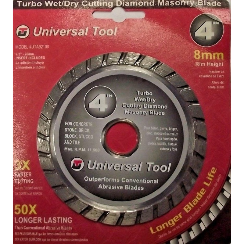 Universal Tool UTA92100 4" Turbo Wet/Dry Diamond Masonry Blade