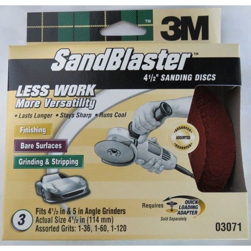 3M 03071 SandBlaster 4-1/2" & 5" Auto Surface Sanding Discs 3Pack
