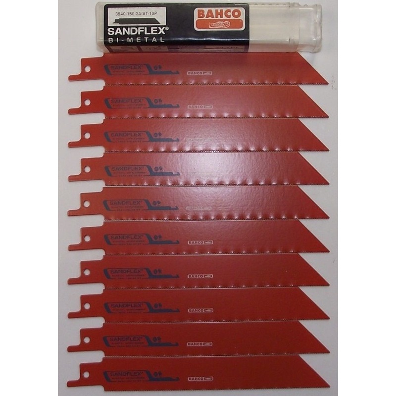 Bahco 6" 24TPI Metal Cutting Recip Blades 10pc 3840-150-24-ST-10P