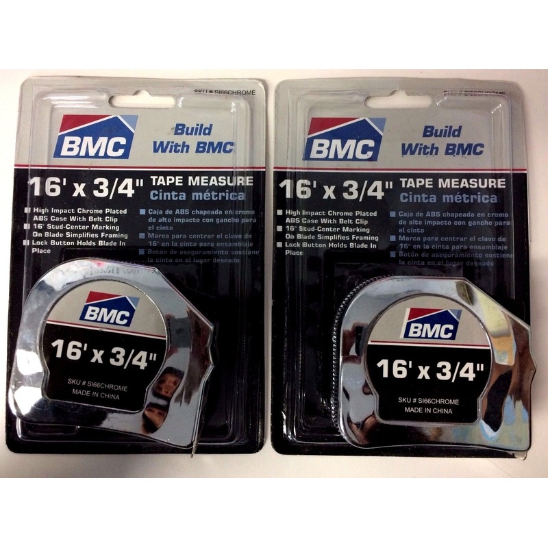 BMC S166CHROME Tape Measure - 3/4" x 16'  2PCS
