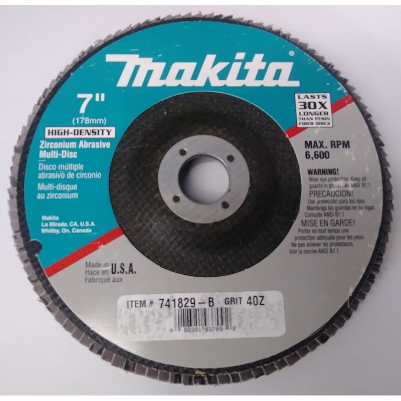 Makita 741829-B 7" x 7/8" 40 Grit High-Density Zirconium Abrasive Multi Disc USA