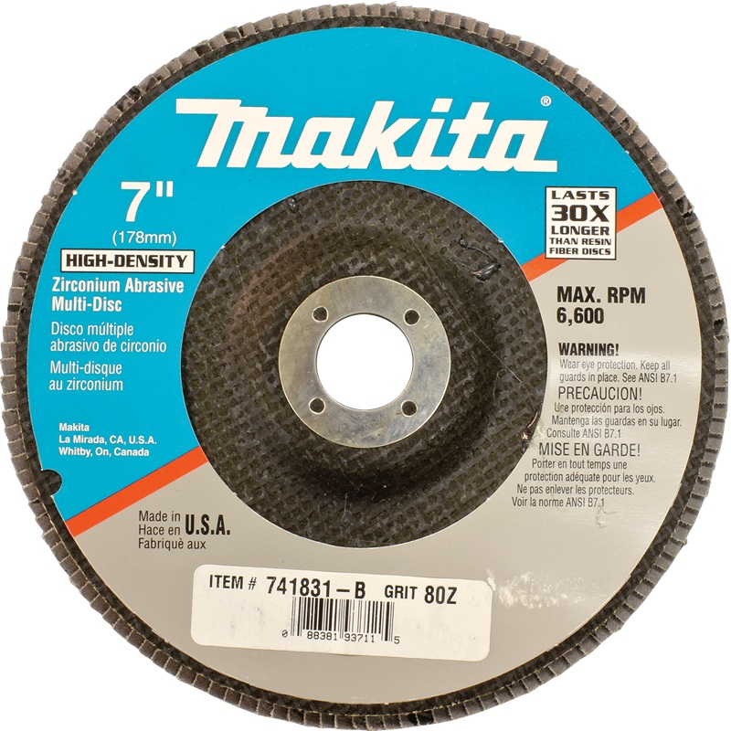Makita 741831-B 7" x 7/8" 80 Grit High-Density Zirconium Abrasive Multi Disc USA