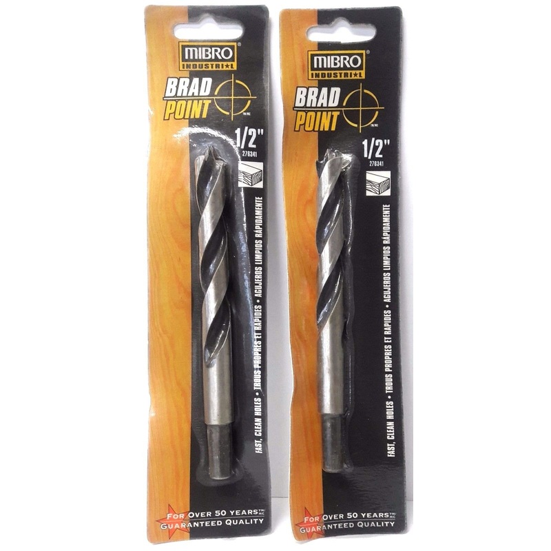 Mibro 276341 1/2" Brad Point Drill Bits Reduced Shank 2PKS