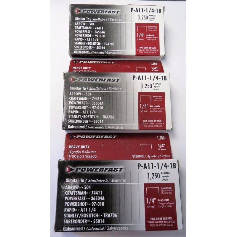 Powerfast P-A11-1/4-1B Heavy Duty Staples 1/4" T-50 Size (3 BOXES)