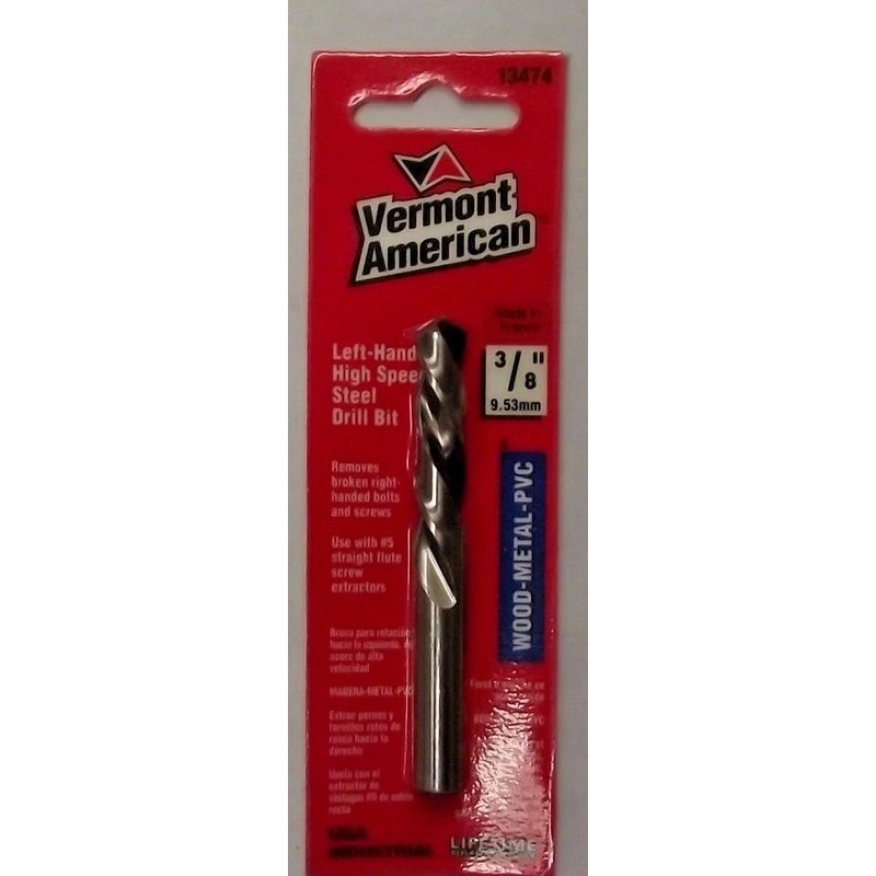 VERMONT AMERICAN 13474 3/8" High Speed Steel 118 Left-Hand Drill Bit France