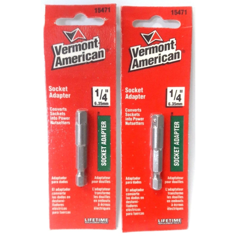 Vermont American 15471 1/4" x 2-Inch Socket Adapter 2PKS